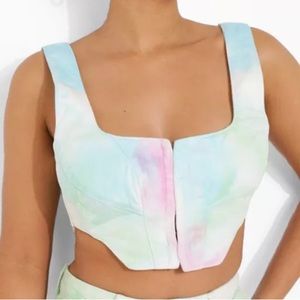 boohoo Denim Tie Dye Corset Top